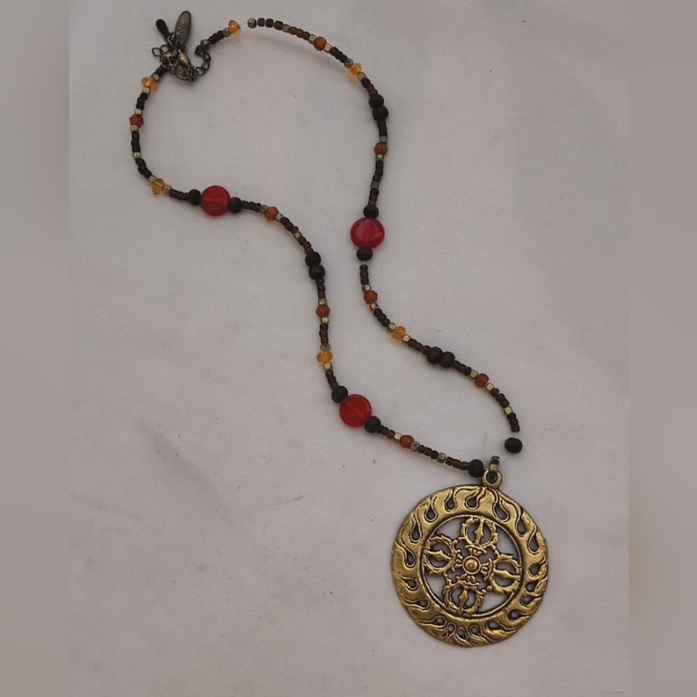 NY Medallion Beaded Necklace